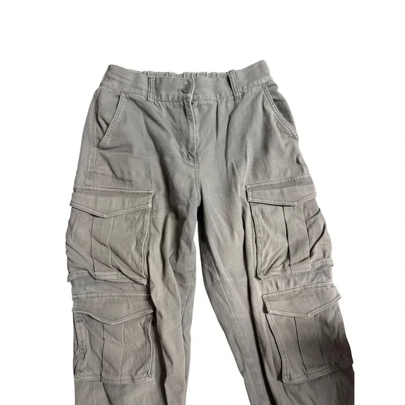 Oak + Fort Green High Waisted Multi Pocket Cargo Pants Cropped Joggers S Medium - Picture 3 of 12